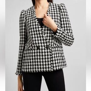 Women's Black and White Houndstooth Blazer